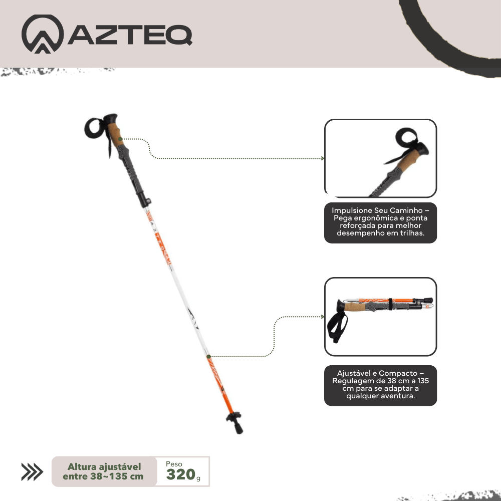 Bastão de caminhada laranja Actos Azteq