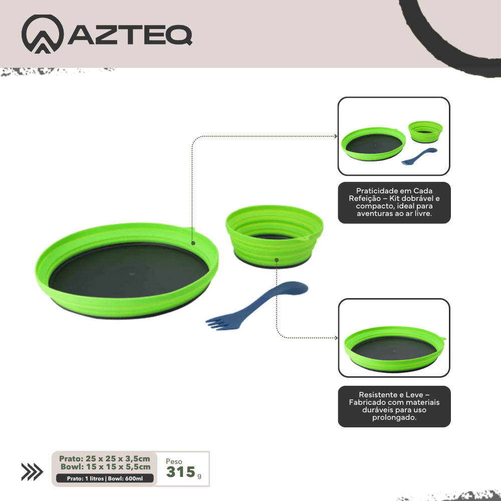 Kit dish conjunto de cozinha portatil dobravel com 3 peçasa-